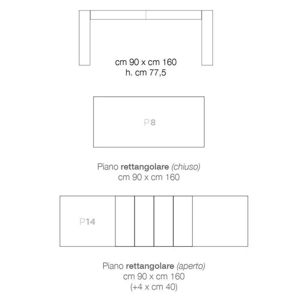 Rozkládací jídelní stůl z melaminového dřeva vyrobeného v Itálii, Oky Viadurini