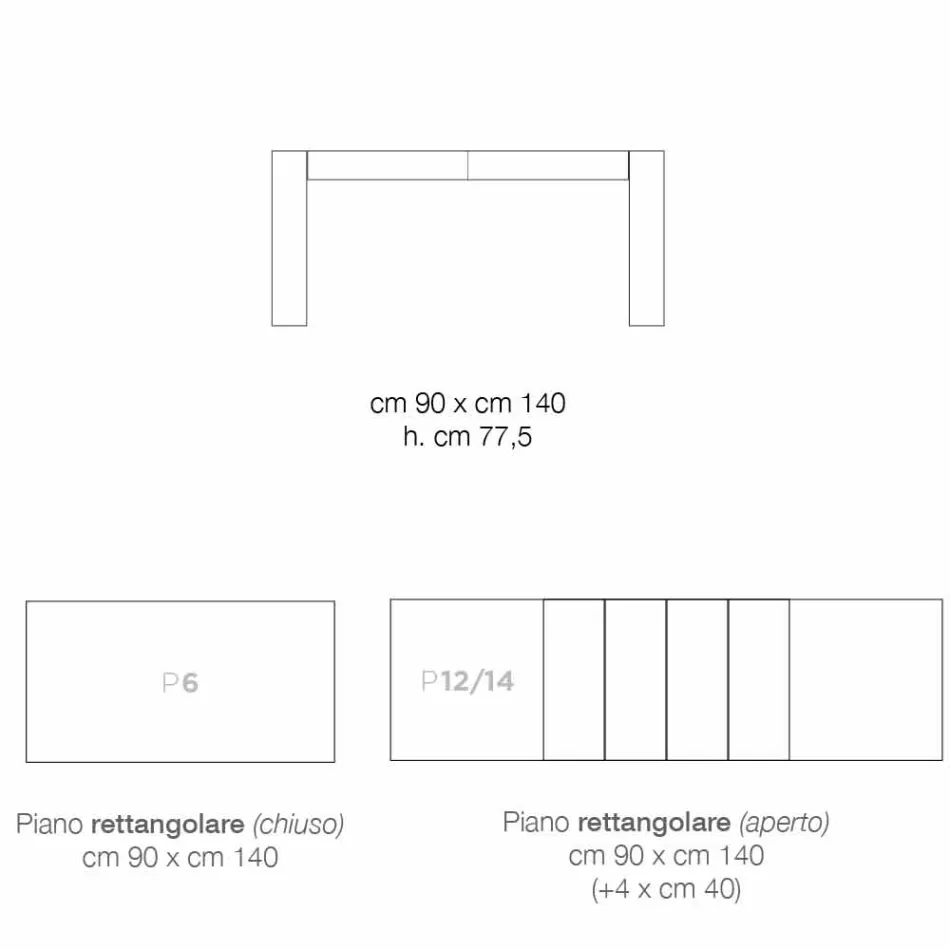 Rozkládací jídelní stůl z melaminového dřeva vyrobeného v Itálii, Oky Viadurini
