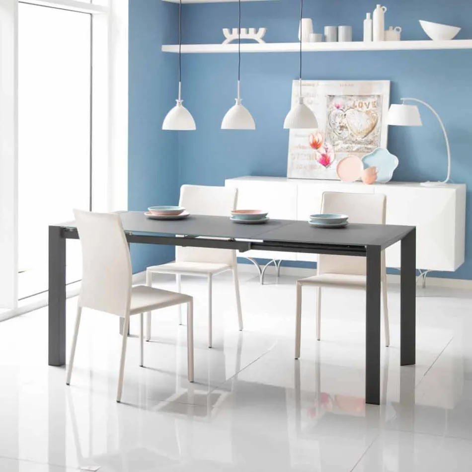 jídelní stůl skleněný stůl a kov Oddo Viadurini