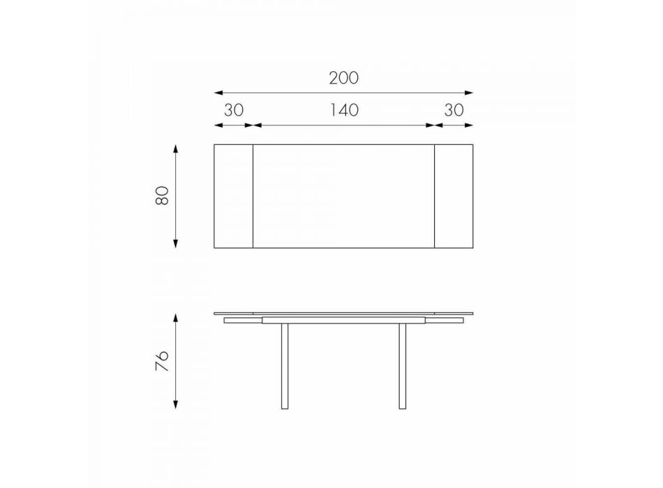 Moderní rozkládací skleněný jídelní stůl, L140 / 200x P80 cm, Nardo Viadurini