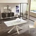 Jídelní sklo-keramické prodloužení stolu, L.160 / 240xp.90 cm, Bacchus Viadurini