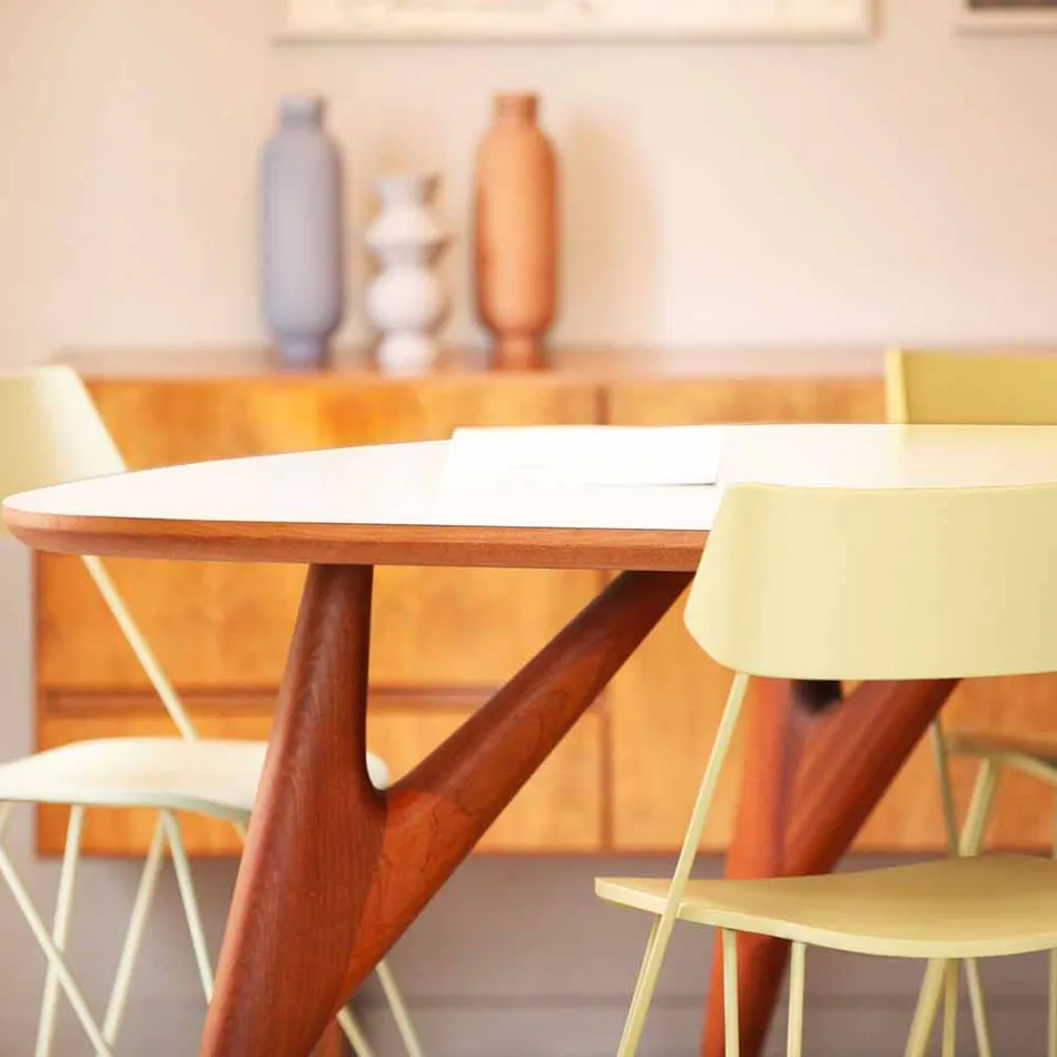 Ručně vyrobený jídelní stůl v provedení Hpl a masivní mahagon vyrobený v Itálii - dub Viadurini