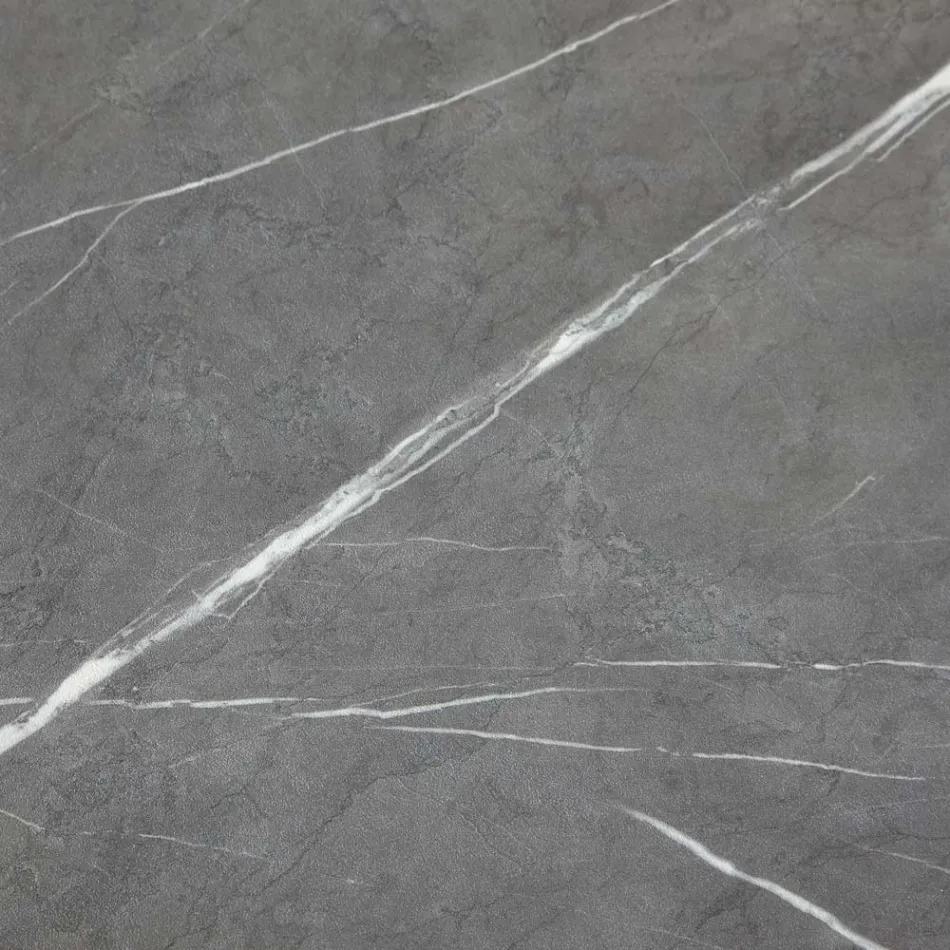 Jídelní stůl, který se rozšiřuje a rozšiřuje z melaminu a kovu - Devendra Viadurini