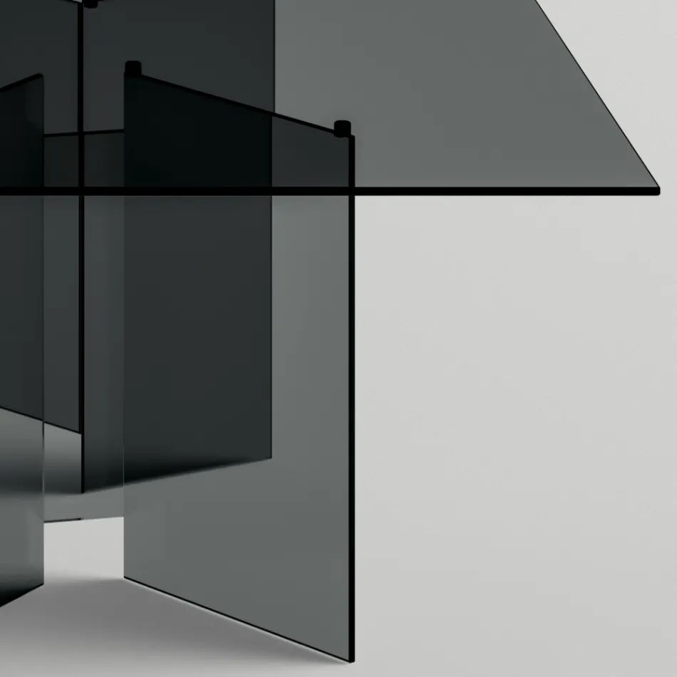 Jídelní stůl s podnoží a obdélníkovou skleněnou deskou Made in Italy - Thommy Viadurini