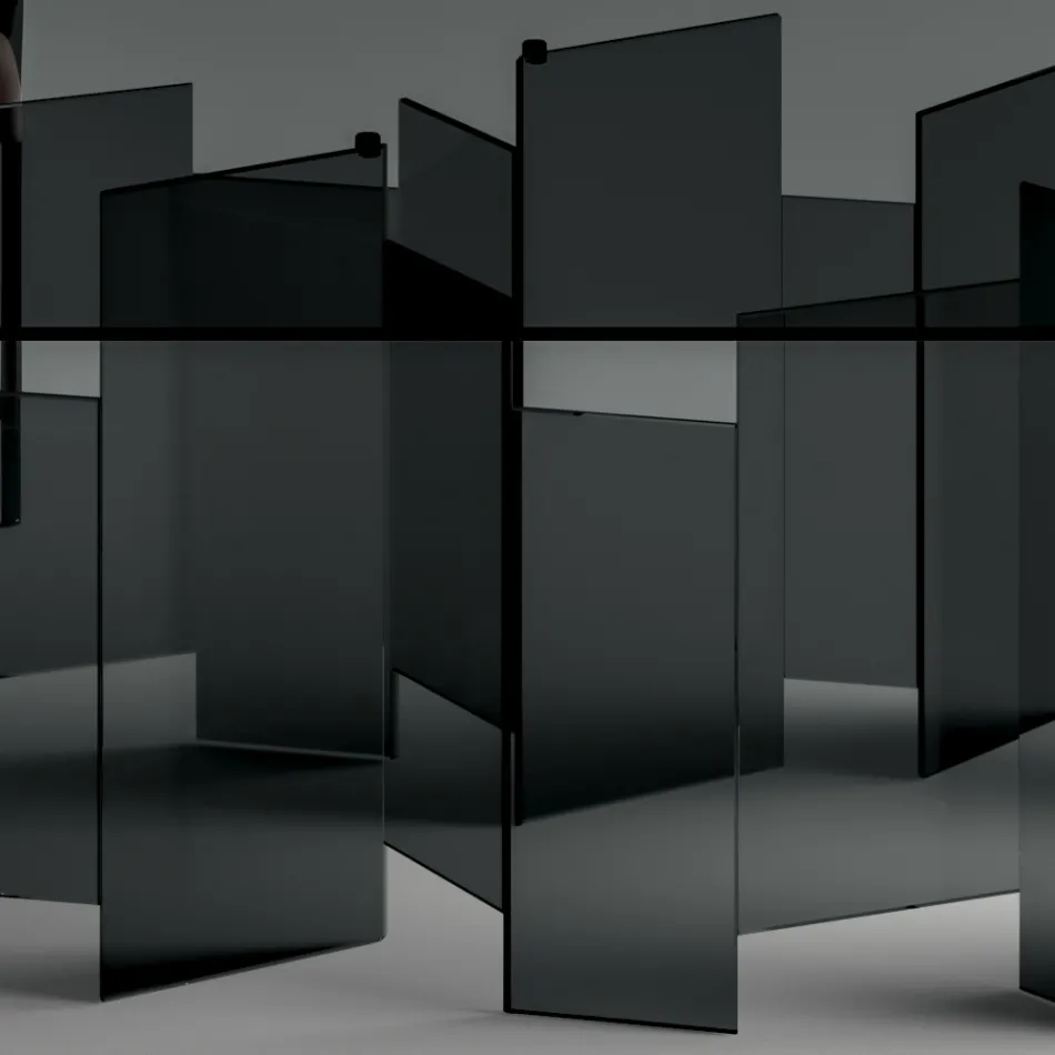 Jídelní stůl s podnoží a obdélníkovou skleněnou deskou Made in Italy - Thommy Viadurini