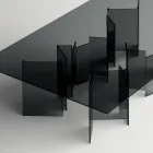 Jídelní stůl se základnou a obdélníkovou skleněnou deskou Made in Italy - Thommy Viadurini