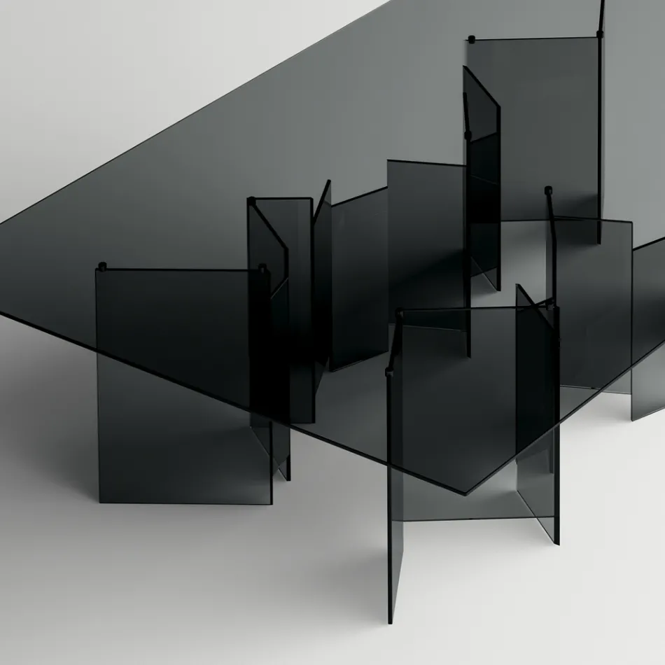 Jídelní stůl se základnou a obdélníkovou skleněnou deskou Made in Italy - Thommy Viadurini