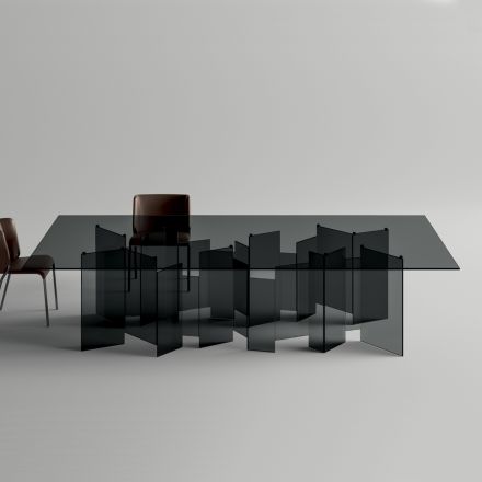 Jídelní stůl se základnou a obdélníkovou skleněnou deskou Made in Italy - Thommy Viadurini