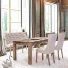 Jídelní stůl Homemotion s deskou a nohama z jilmového dřeva - jilm Viadurini