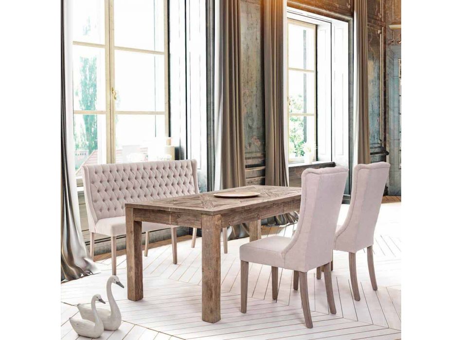 Jídelní stůl Homemotion s deskou a nohama z jilmového dřeva - jilm Viadurini