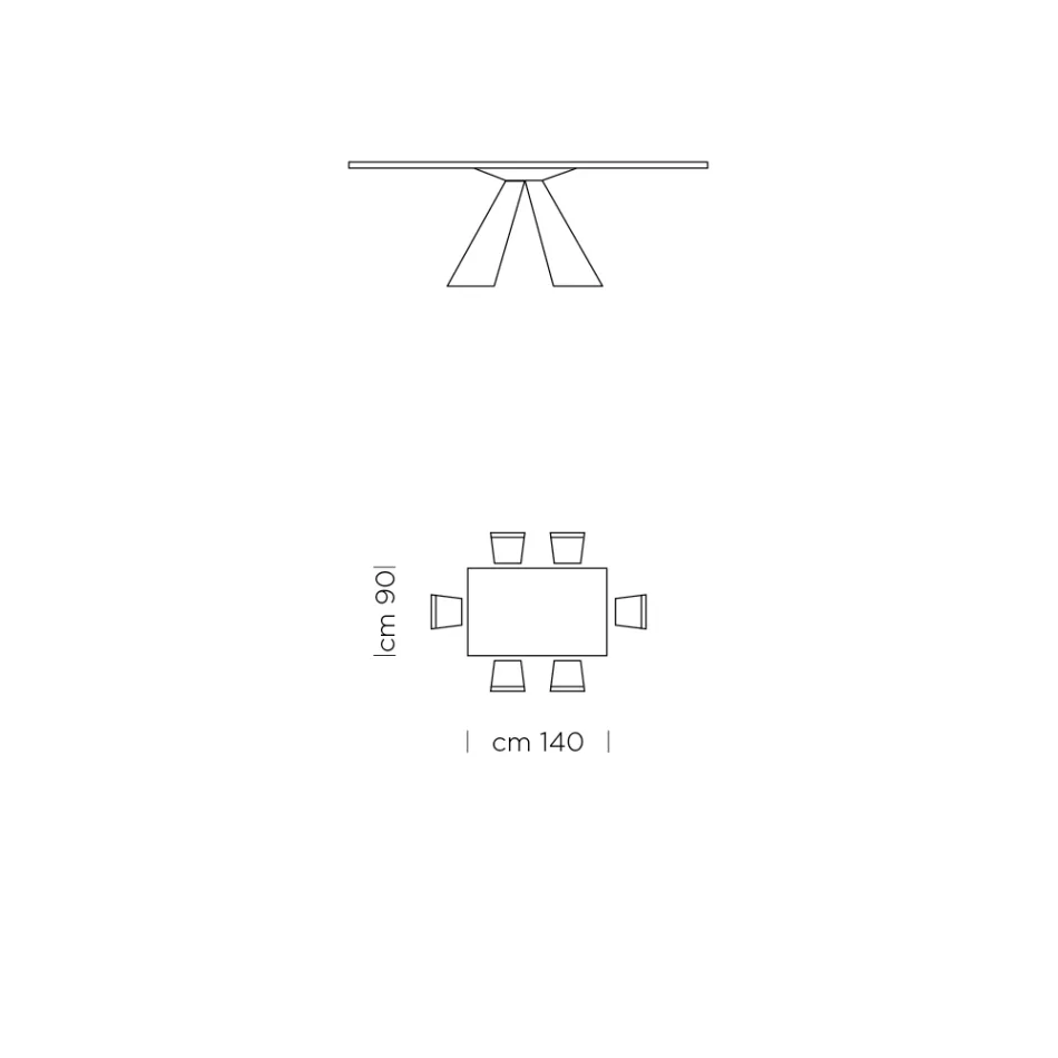 Jídelní stůl s deskou Fenix a ocelovou podnoží Made in Italy - Dalmatin Viadurini