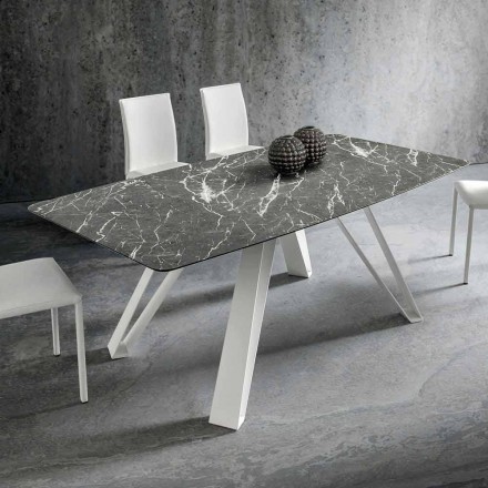 Jídelní stůl s deskou HPL a kovovou základnou vyrobený v Itálii - Aresto Viadurini
