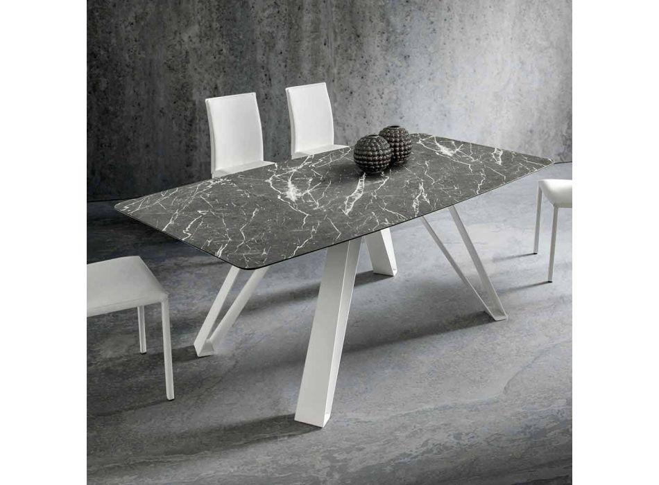 Jídelní stůl s deskou HPL a kovovou základnou vyrobený v Itálii - Aresto Viadurini