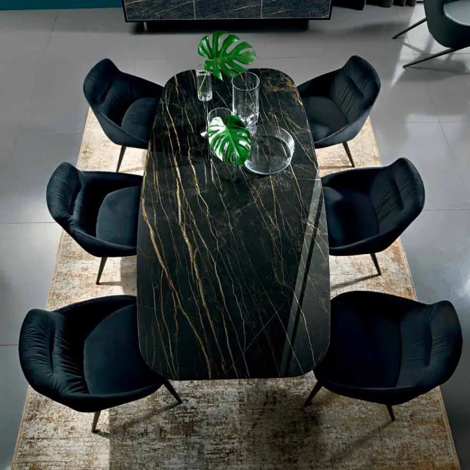 Jídelní stůl s deskou z jemného Made in Italy Hypermarble - Settimmio Viadurini