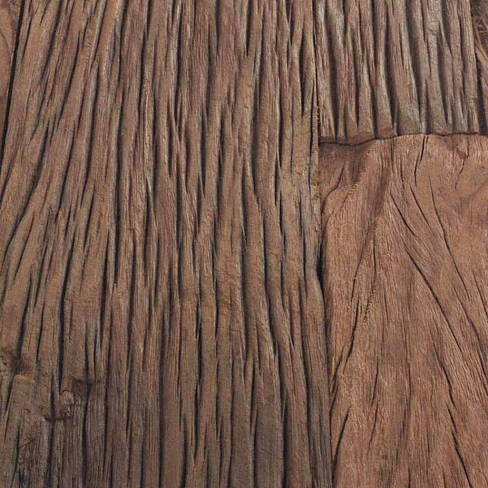 Jídelní stůl Homemotion s deskou ze dřeva a tvrzeného skla - Blanco Viadurini