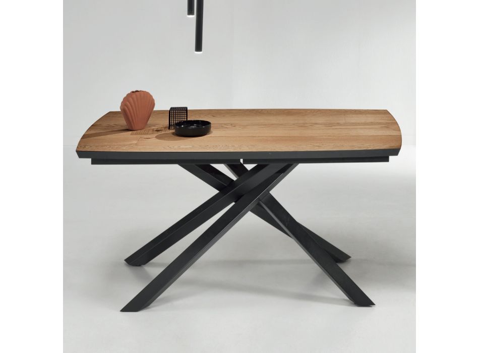 Jídelní stůl s dubovou dýhovanou deskou Made in Italy - Antonino Viadurini
