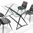 Jídelní stůl s průhlednou tvrzenou skleněnou deskou - Thor Viadurini