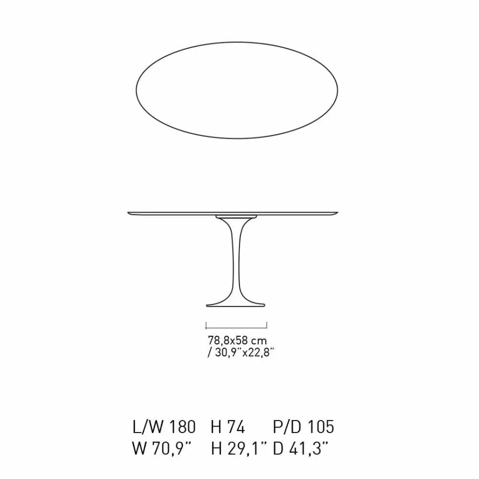 Jídelní stůl s oválnou mramorovou deskou vyrobený v Itálii - vynikající Viadurini