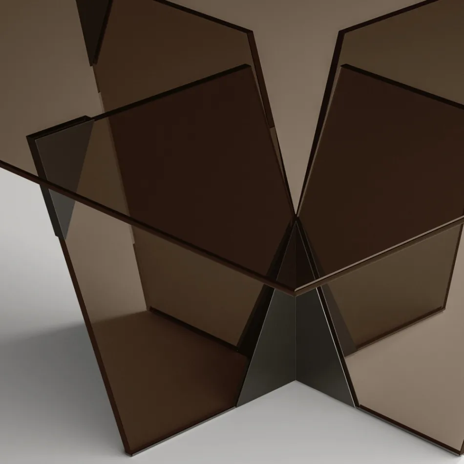 Jídelní stůl se čtvercovou deskou a skleněnou podnoží Made in Italy - Tiseo Viadurini