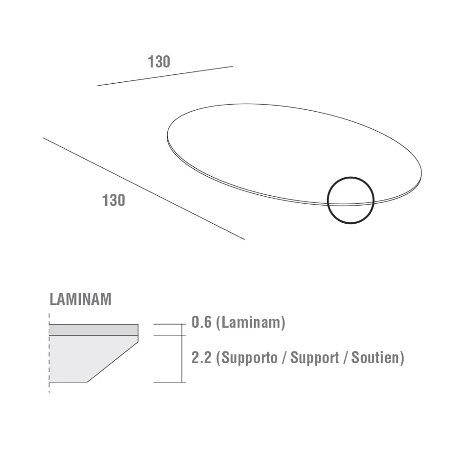 Jídelní stůl s kulatou laminovanou deskou Made in Italy - Lingotto Viadurini