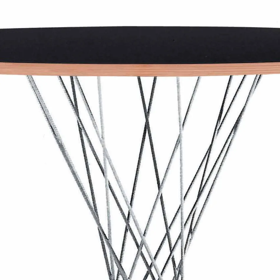 Jídelní stůl s kulatou deskou z černého laminátu Made in Italy - Plaza Viadurini