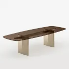 Jídelní stůl Opalia 320 cm ze skla a kovu, vyrobený v Itálii Viadurini
