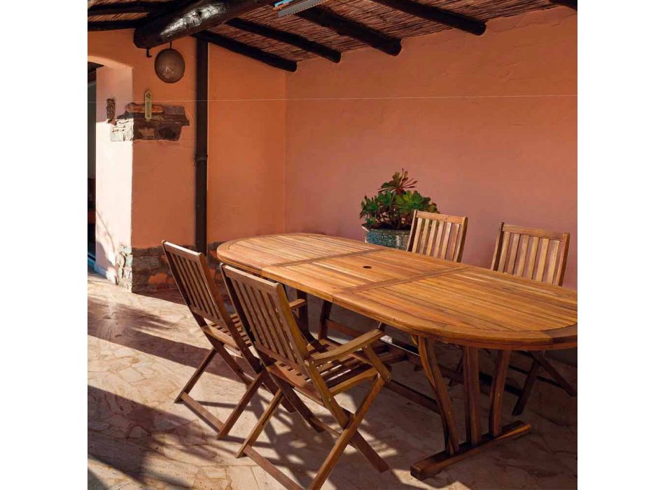Roztažitelný venkovní jídelní stůl až 240 cm ve dřevě - Kaley Viadurini