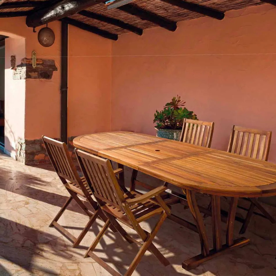 Roztažitelný venkovní jídelní stůl až 240 cm ve dřevě - Kaley Viadurini