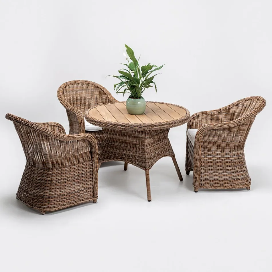 Venkovní jídelní stůl se širokou deskou z přírodního teaku - Melina Viadurini