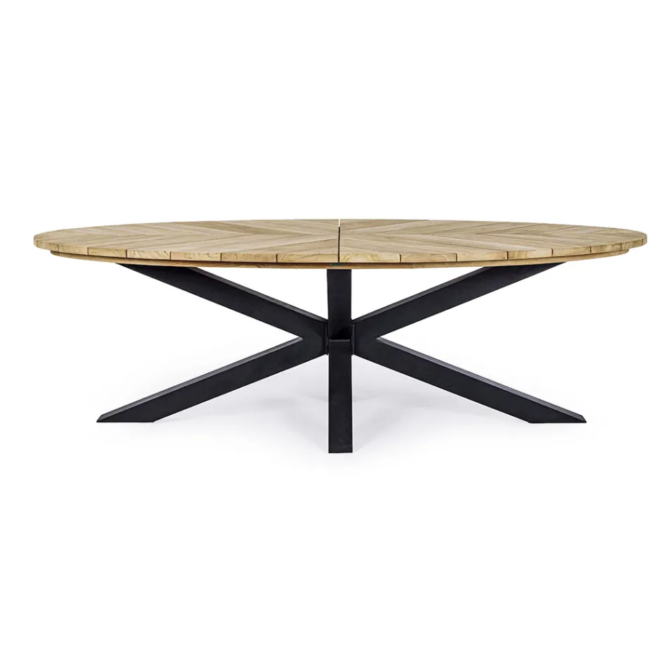 Venkovní jídelní stůl s oválnou teakovou deskou, Homemotion - Selenia Viadurini