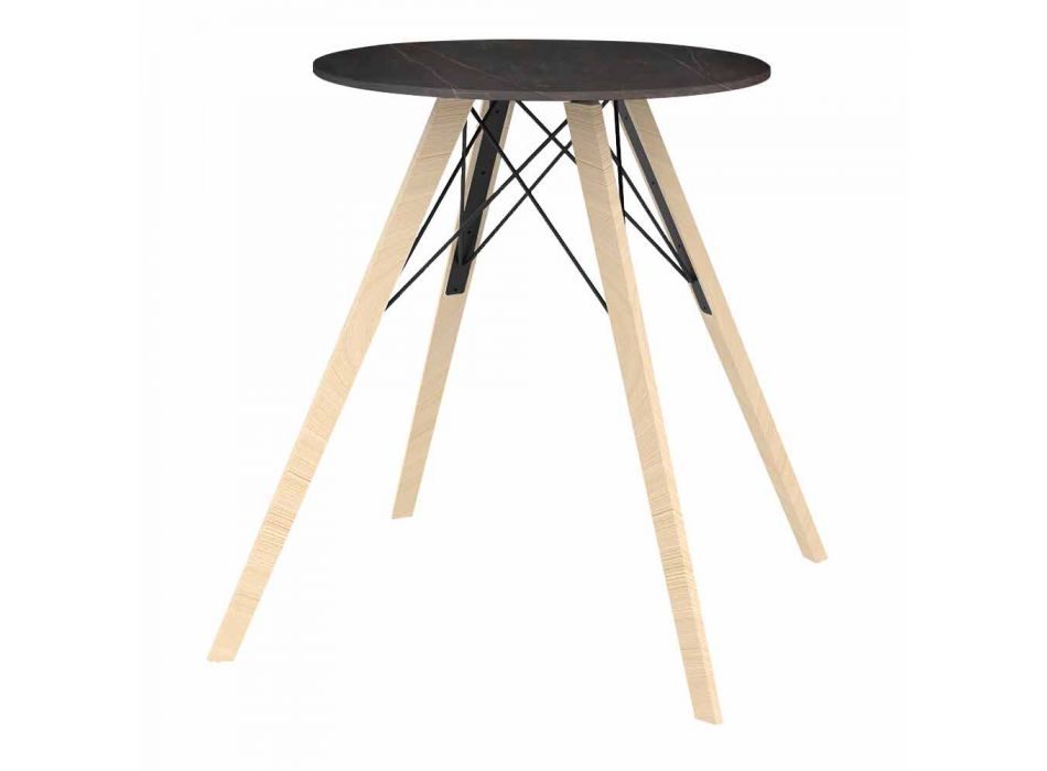 Designový jídelní stůl ze dřeva a čtverce Dekton 4 kusy - dřevo Faz od společnosti Vondom Viadurini