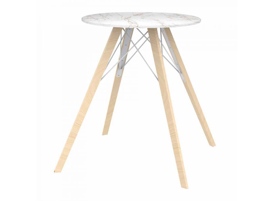 Designový jídelní stůl ze dřeva a čtverce Dekton 4 kusy - dřevo Faz od společnosti Vondom Viadurini