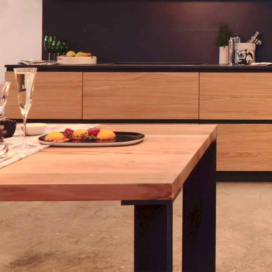 Designový jídelní stůl v designu přírodního ořechu, L200xP100cm, Yvonne Viadurini