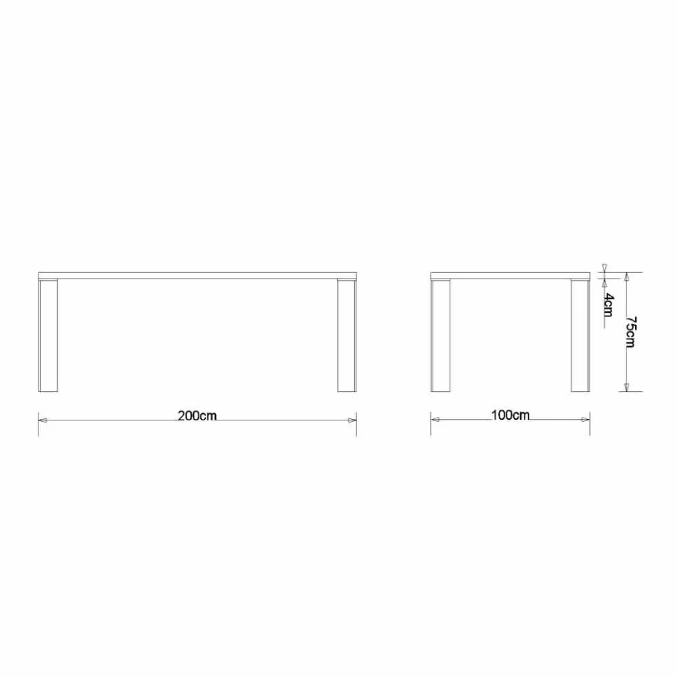 Designový jídelní stůl v designu přírodního ořechu, L200xP100cm, Yvonne Viadurini