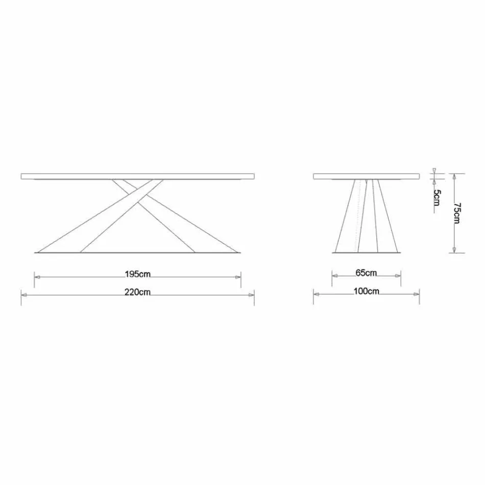 Moderní designový jídelní stůl s Elliotem vyrobeným z dubového topu v Itálii Viadurini