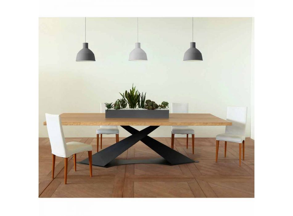Moderní designový jídelní stůl s Elliotem vyrobeným z dubového topu v Itálii Viadurini