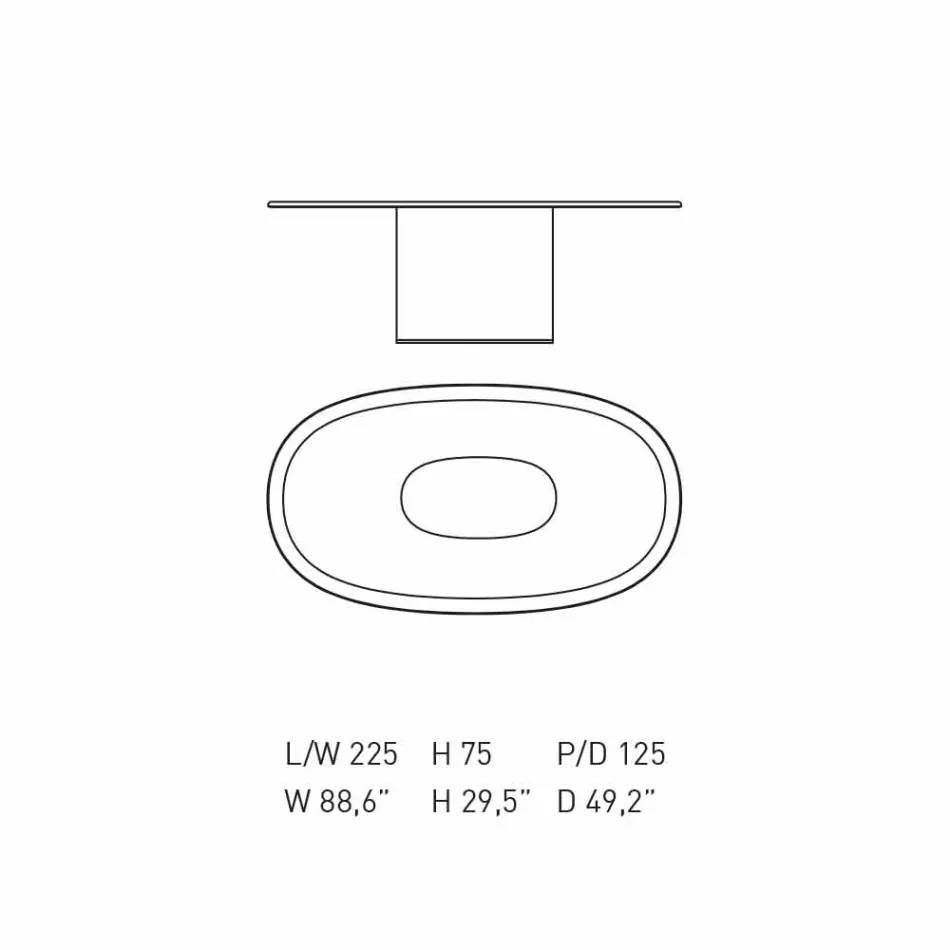 Oválný jídelní stůl v modrém MDF a mědi vyrobený v Itálii - Oku Viadurini