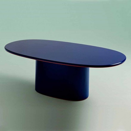 Oválný jídelní stůl v modrém MDF a mědi vyrobený v Itálii - Oku Viadurini