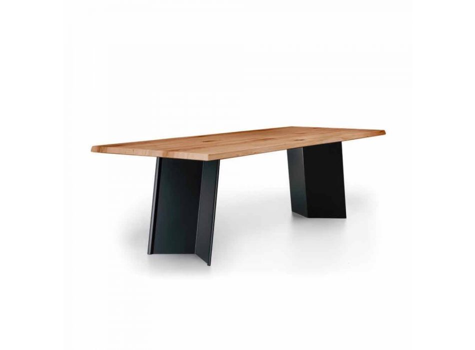 Designový jídelní stůl s vázanou dubovou deskou vyrobený v Itálii - Simeone Viadurini