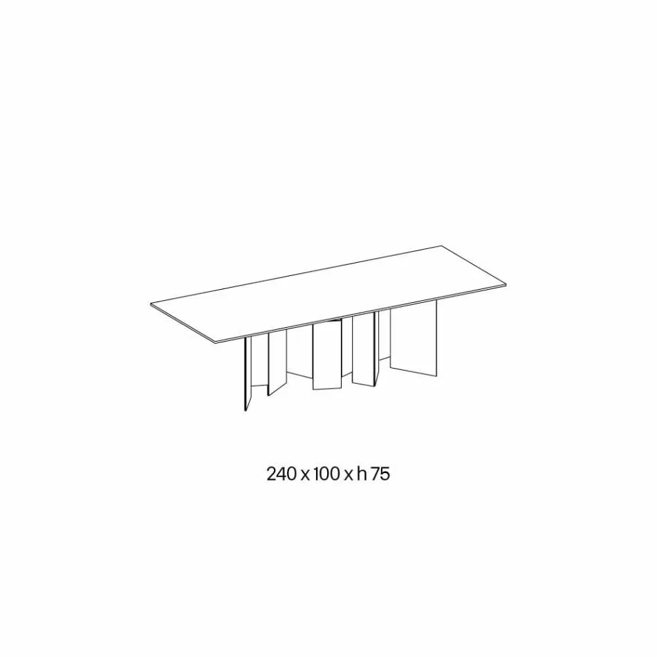 Designový jídelní stůl v keramické a uzené skleněné základně vyrobené v Itálii - náhodný Viadurini