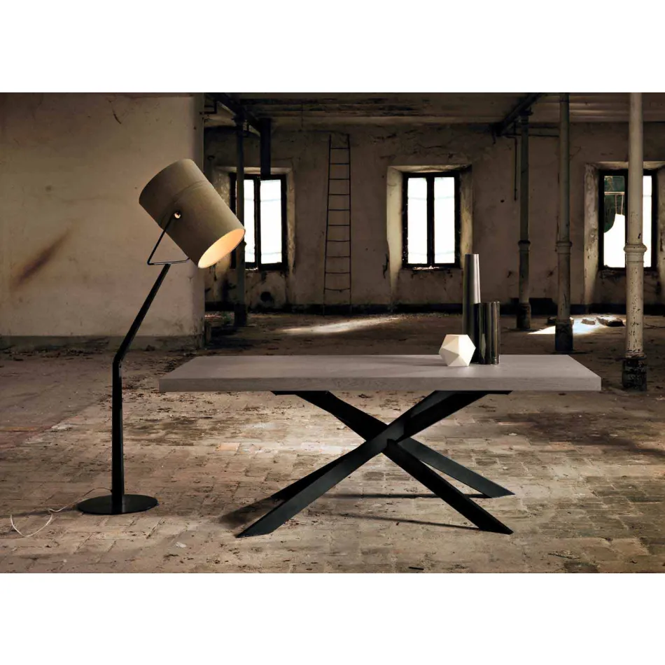 Designový jídelní stůl v dubu a kovu vyrobený v Itálii Oncino Viadurini