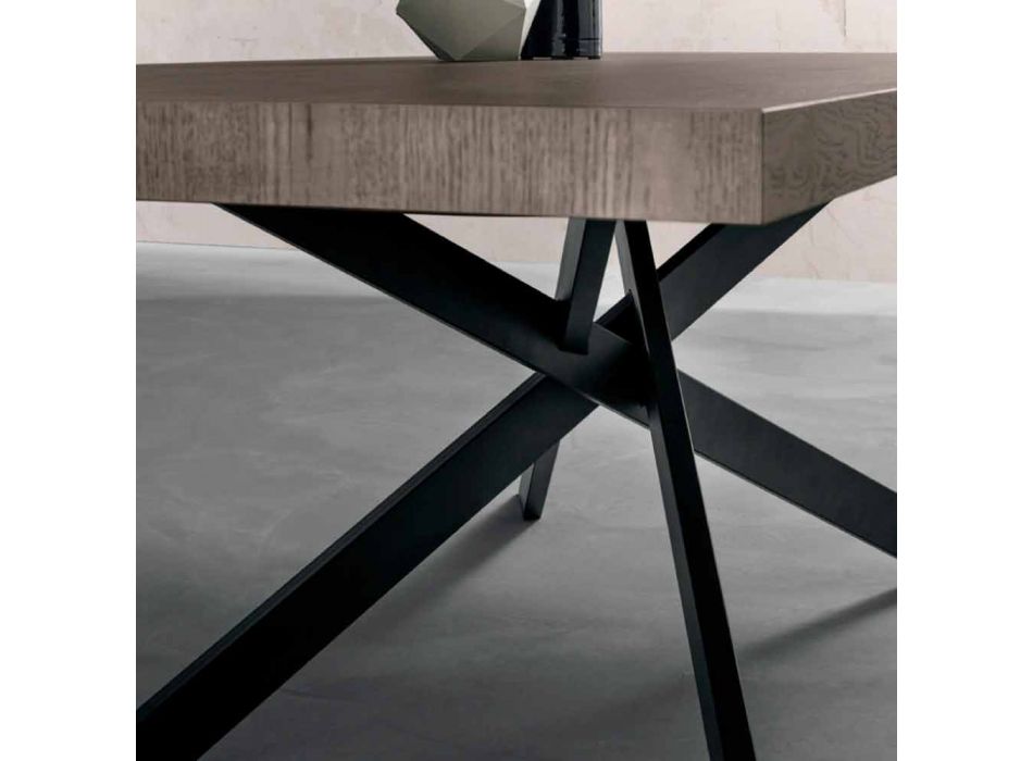 Designový jídelní stůl v dubu a kovu vyrobený v Itálii Oncino Viadurini