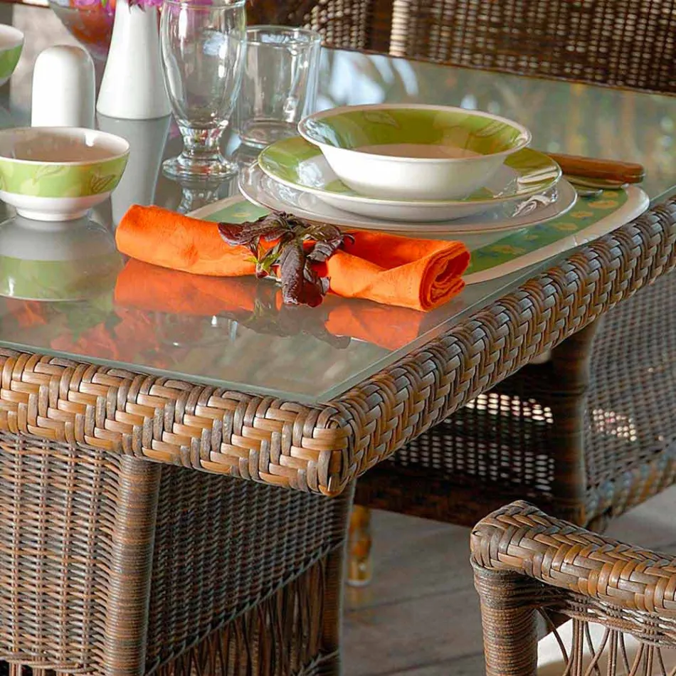 Tabulka projektant stolování polyethylen ručně tkané Chad Viadurini