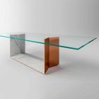 Designový jídelní stůl ve skle s kovovou základnou vyrobený v Itálii - Minera Viadurini