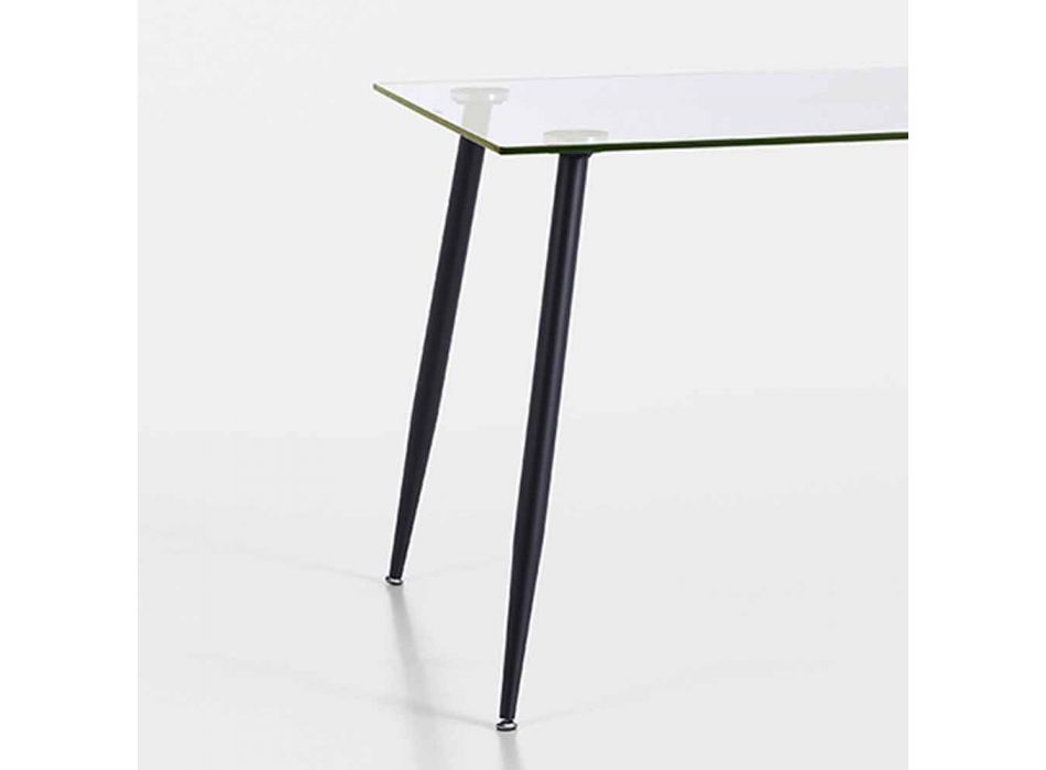 Moderní designový jídelní stůl z tvrzeného skla a černého kovu - Foulard Viadurini
