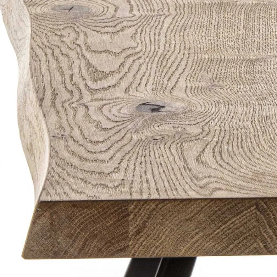 Pevná kovová základna jídelního stolu a dubová dýhovaná deska - Termoli Viadurini