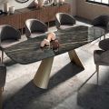 Pevný jídelní stůl s keramickou sudovou deskou Made in Italy - Brýle