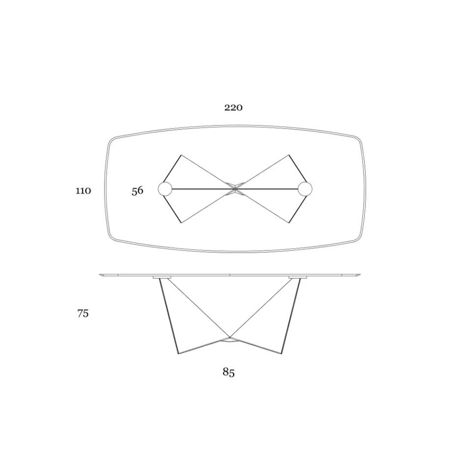 Jídelní stůl z 3mm keramické a kovové základny Made in Italy - Pivoňka Viadurini