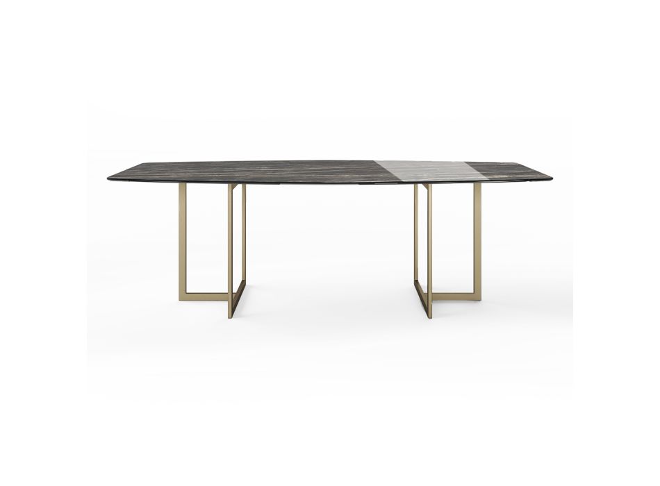 Jídelní stůl z porcelánové kameniny a kovu Made in Italy - Emilio Viadurini