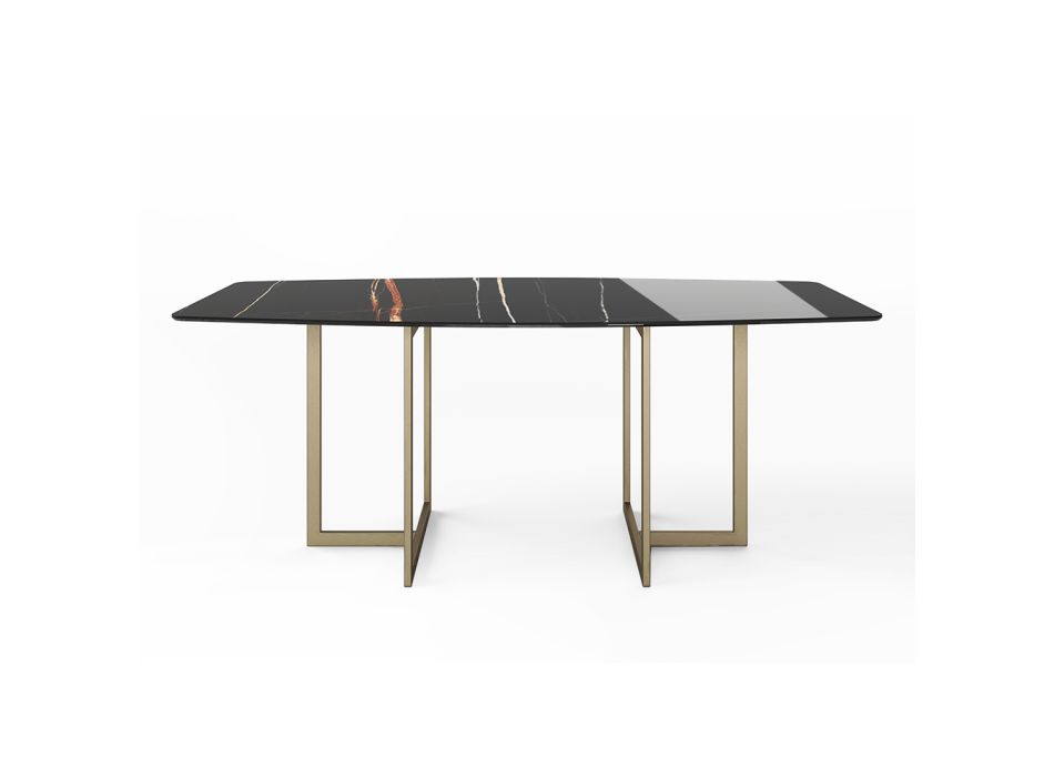 Jídelní stůl z porcelánové kameniny a kovu Made in Italy - Emilio Viadurini